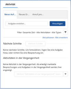 Aktivitäten Management Salesforce Lightning